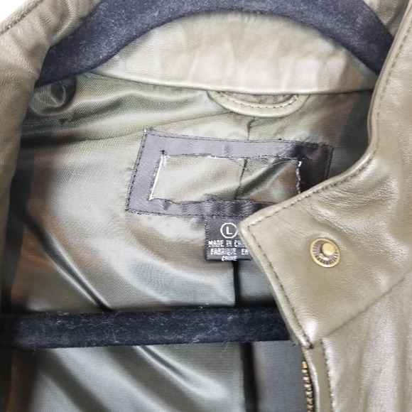 olive Leather suit set, Finity Studio, genuine leather pants and jacket size 8 - Picture 6 of 12